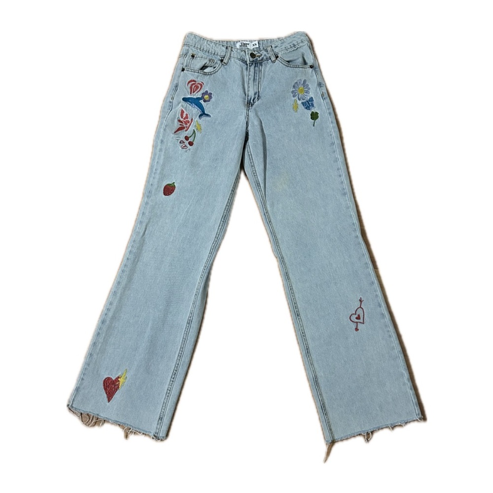 Tiger Mist Light Blue Embroidered Jeans